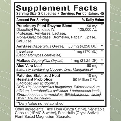 Optimal Health Systems Digest-A-Meal | Gut Health Enzyme & Probiotic | Bloating, Acid Reflux, & Indigestion Relief + Aloe Vera Leaf | Digestion Supplement | 90 Capsules