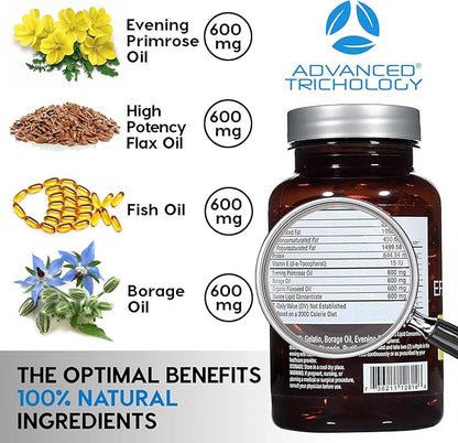 EFA Complete with Optimal Omega 3 6 9 Levels of Potency Flax Oil, Fish Oil, Borage Oil, and Evening Primrose Oil 800mgs (90count) 3rd Party Tested - High in GLA and 369 Omegas (Pack of 2)
