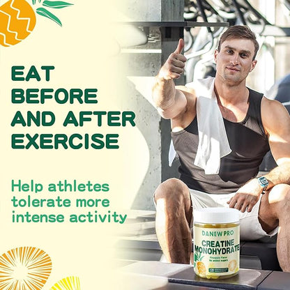 NSF Certified Creatine Gummy 5g - Creatine Monohydrate Gummies for Men & Women, Creatine Monohydrate for Muscle Strength, Muscle Builder, Energy Boost, Pre-Workout Supplement(120 Count)-Pineapple