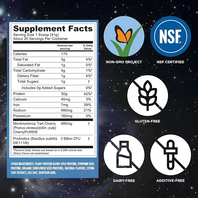 Vega Sport Vegan Protein Powder + Recovery - 30g Plant Based Protein per Serving, Vanilla, 20 Servings, 5g BCAAs, Probiotics, NSF Certified, for Shakes & Smoothies, 1.8lbs (Packaging May Vary)