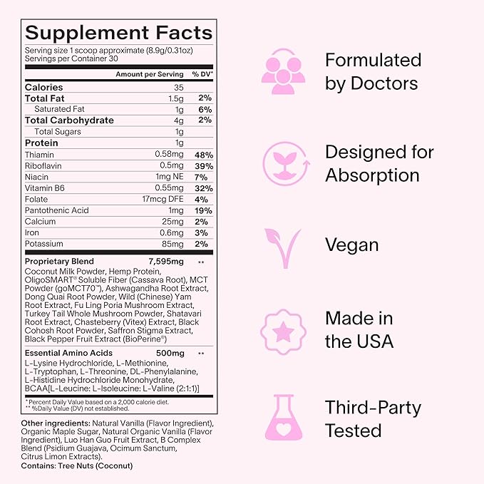 Ladywell Daily Hormone Balance Powder | Natural Cycle Support for Women | Supports Mood, Bloating, Cramps, Skin Health & Cravings with Chasteberry, B Vitamins, Ashwagandha, Saffron + | 30 Servings