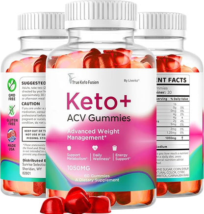 LIVORKA True Keto Fusion Gummies - True Keto Fusion, True Keto Fusion ACV Gummies 1050mg, True Keto Fusion Keto+ACV Supplement, True Keto Fusion Keto ACV Support Gummys, 60 Gummies for 1 Month