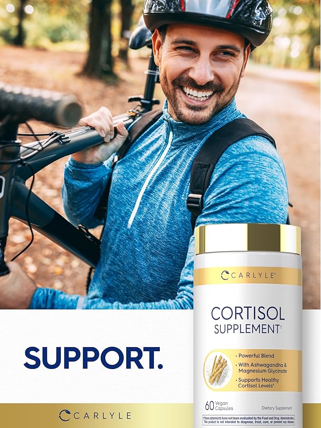 Carlyle Cortisol Supplement | 60 Vegan Capsules | Ashwagandha & Magnesium Complex | Non-GMO, Gluten Free