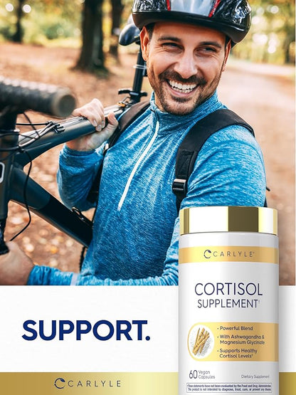 Carlyle Cortisol Supplement | 60 Vegan Capsules | Ashwagandha & Magnesium Complex | Non-GMO, Gluten Free