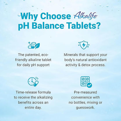 Alkalife pH Balance Tablets, 1 Pack, Alkaline Mineral Support Without the Bottles, Enteric-Coated for Maximum Absorption, Potassium & Sodium Bicarbonate, Immune Support, 90 Tablets (1 Month Supply)