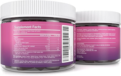 Sugar-Free Kids Elderberry Gummies with Vitamin C & Zinc – Daily Immune Support Supplement for Children, Sambucus Antioxidant, Vegan, 60 Ct