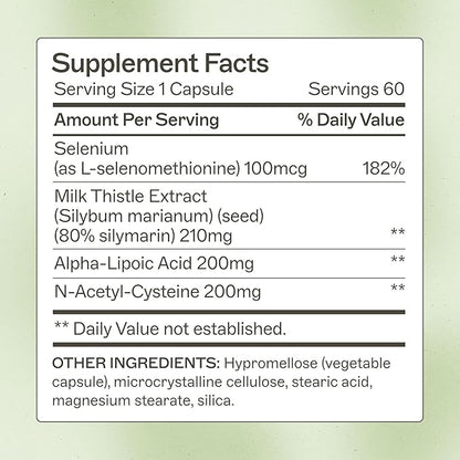 Amy Myers MD Liver Support - Comprehensive Liver Support Health Formula - Herbal Supplement with Milk Thistle & Selenium - Gentle Support for Liver Health & Bile Flow - 60 Capsules (60 Servings)