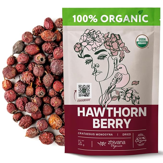 Organic Hawthorn Berry Tea (16 oz.) - Hawthorn Tea, Hawthorne Berries - High Blood Pressure, Heart Health Support, Relaxation