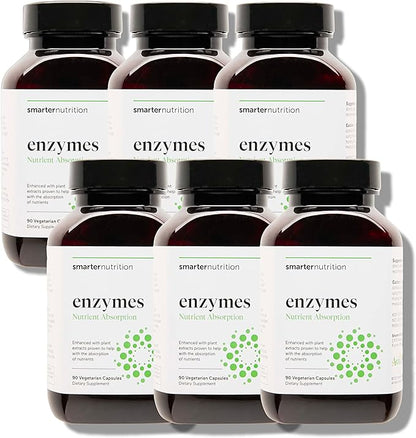 SMARTERNUTRITION Vegan Digestive Enzymes - Digestion Bloating & Gut Health Support with 16 Multi Enzymes for Nutrient Absorption & Meal Time Comfort for Both Men & Women - 540 Count[180-Day Supply]