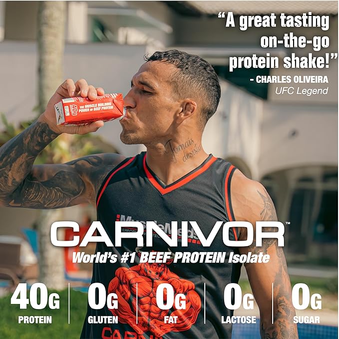 MuscleMeds Carnivor RTD Sampler Pack Ready to Drink Protein, Lactose Free, Sugar Free, Beef Isolate Protein, Muscle Building, Recovery 16.9 Fl Oz, Liquid (5 Pack)