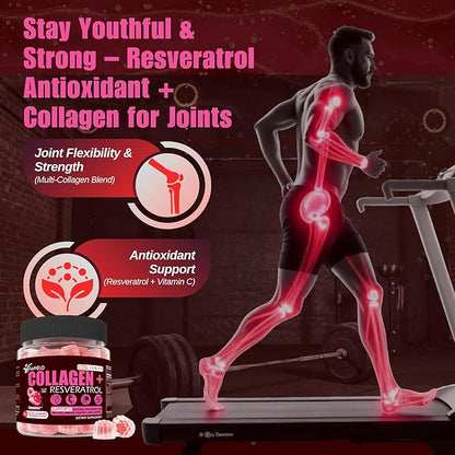 Multi Collagen Gummies Hydrolyzed Type I, II, III, V, X Plus Resveratrol Hyaluronic Acid & Biotin Gummies for Hair Skin and Nails Vitamins | Multi Collagen Peptides | Sugar Free