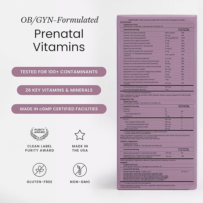 Perelel 3rd Trimester Prenatal Pack, Multivitamin with Magnesium, Omega 3, Probiotics & Calcium, Nutritional Support for Third Trimester Wellness, Soy & Gluten Free, Non GMO, 30 Daily Pill Packs