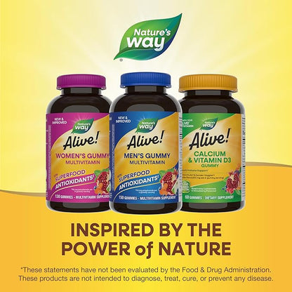 Nature's Way Alive! Men's Multivitamin Gummies,Supports Energy Metabolism*,Muscle Function*,Superfood Antioxidants(1),B-Vitamins,Vegetarian,Fruit Flavored,150 Gummies (Packaging May Vary),(Pack of 2)