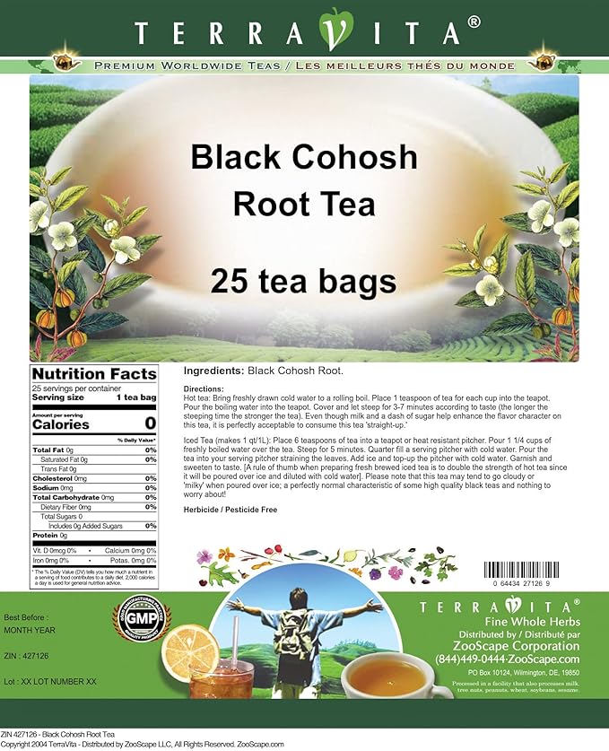 Black Cohosh Root Tea (25 tea bags, ZIN: 427126) - 2 Pack