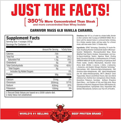 MuscleMeds Carnivor Mass Diet Supplement, Vanilla Caramel, 5.78 Pound (002658)