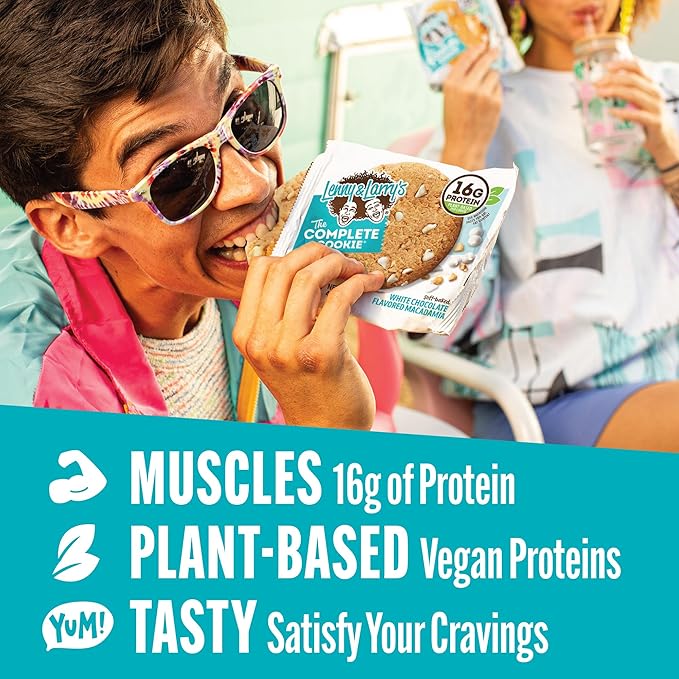 Lenny & Larry's Complete Protein Cookie, [White Chocolate Flavored Macadamia], Chewy Soft Baked, 16g Plant Protein, Vegan, Non-GMO, High Fiber, [4 Ounce]Cookie (Pack of 12)