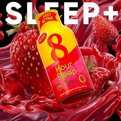 Vitamin Energy 8 Hour Sleep Shot Strawberry Lemonade 24 Pack, Melatonin, 5-HTP, GABA, Valerian, Lavender, Nighttime Relaxation & Sleep Support Supplement, Zero Sugar, Vegan, Gluten-Free, Kosher, 1.93 fl oz