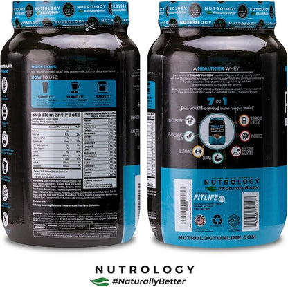 Nutrology TRIPACT Protein Powder - 7-in-1 Meal Replacement Shake with Grass Fed Whey Protein Powder, Pea, Rice, Greens for Muscle Recovery & Immunity, Vanilla Latte & Cinnamon Flavor, 40 Servings