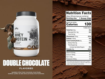 Levels Grass Fed Whey Protein Powder, No Artificials, 24G of Protein, Double Chocolate, 2LB