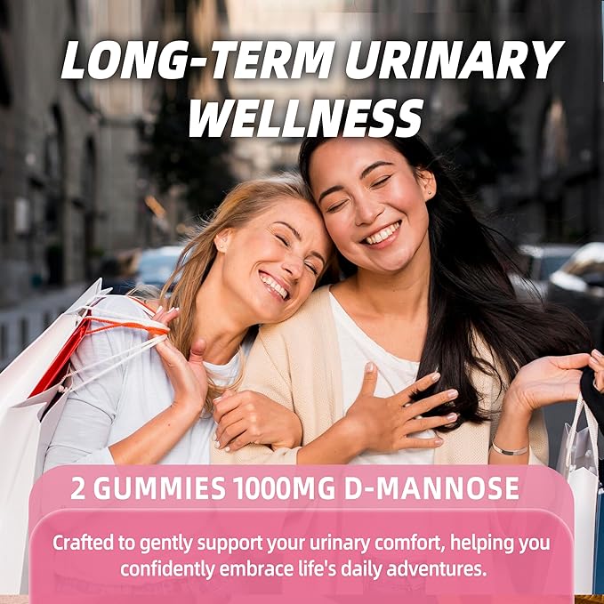 D-Mannose Gummies 2000mg with Cranberry 500mg & Hibiscus - D Mannose Chewable Supplements for Women - Liver, Bladder Flush & Urinary Tract Cleanse Health Supplement - 120 Count