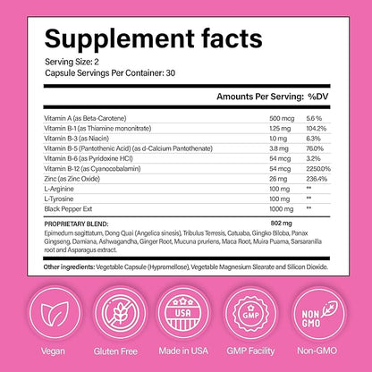 Premium Female Libido Booster for Women - Fast-Acting Mood Booster & Energy Support, Natural Formula to Enhance Desire - Women’s Wellness, Confidence, Hormonal Balance, Intimacy & Energy Boost