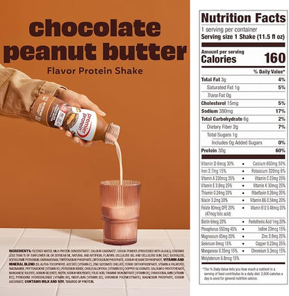Premier Protein Shake, Chocolate Peanut Butter, 30g Protein, No Added Sugar, 24 Vitamins & Minerals to Support Immune Health, 11.5 fl oz, 12 Pack