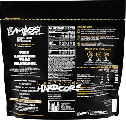 Mutant Mass Extreme Gainer Protein Powder – High Calorie Weight Gainer with Whey Protein & Glutamine for Muscle Mass, Bulking & Weight Gain - Cookies & Cream 6 lbs