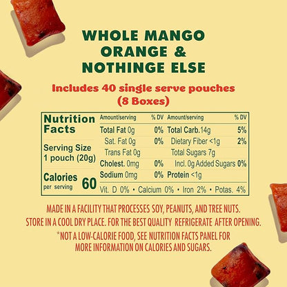 SOLELY - Organic Mango & Orange Whole Fruit Gummies (Pack of 8 Boxes, 5 Bags per Box) - Real Fresh Fruit - Healthy Snacks for Adults & Kids - Non GMO, Vegan Snacks, Shelf Stable - 40 Bags (3.5 oz)