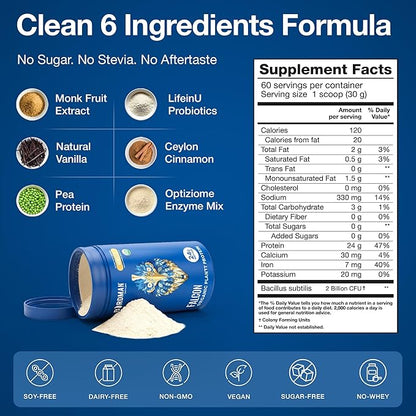 BIRDMAN Falcon Organic Vegan Protein Powder Vanilla, 24g Protein, Sugar Free, Probiotics, Low Carb, Keto Friendly, Dairy Free, Lactose Free, Non Whey, Plant Based Pea Protein Powder - 18 Servings