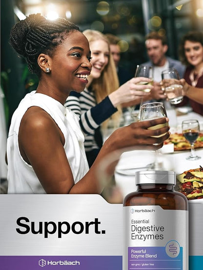 Horbäach Essential Digestive Enzymes | 250 Capsules | Powerful Enzyme Blend for Men & Women | Non-GMO & Gluten Free Supplement