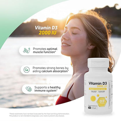 Vitamin D3 2000 IU Softgels – 100 Softgels – Vitamin D3 Supplement for Daily Use
