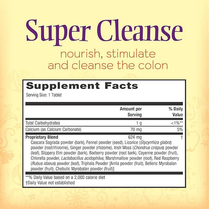 Nature’s Secret Super Cleanse - Extra Strength Colon Cleanse with 14 Herbs & Probiotic Support - Promotes Gut Health Detox Cleanse & Digestive Support Gentle Elimination Formula - 100 Tablets (2 Pack)