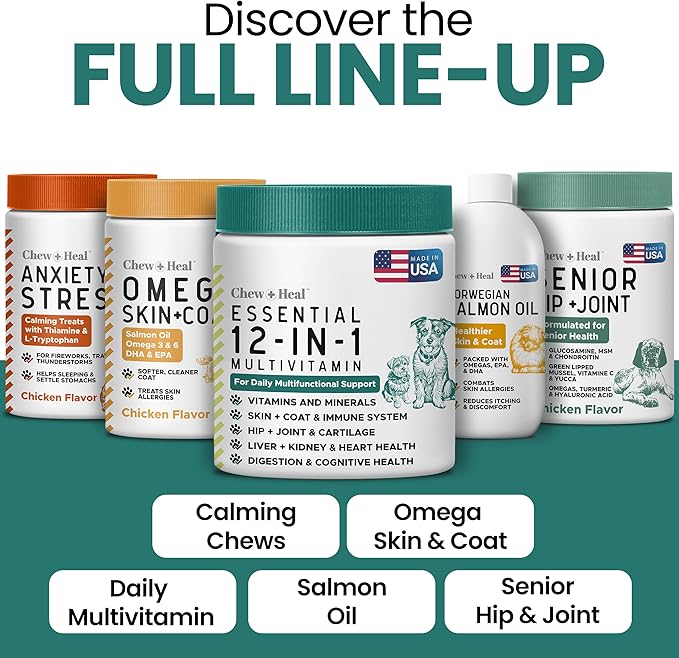 12-in-1 Multivitamin for Dogs - 240 Puppy and Senior Dog Vitamin and Supplement Soft Chews for Hip and Joint - Advanced Formula with Glucosamine, Omega 3,6,9, Vitamins, Probiotics, and More