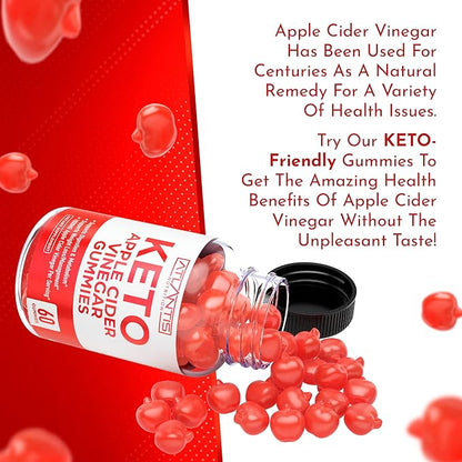 Atlantis Nutrition Keto ACV Gummies for Weight Loss - Apple Cider Vinegar Gummies Formulated to Support Advanced Weight Loss, Digestion, Detox & Cleansing, Made with 1000MG ACV Per Serving - 60 Count