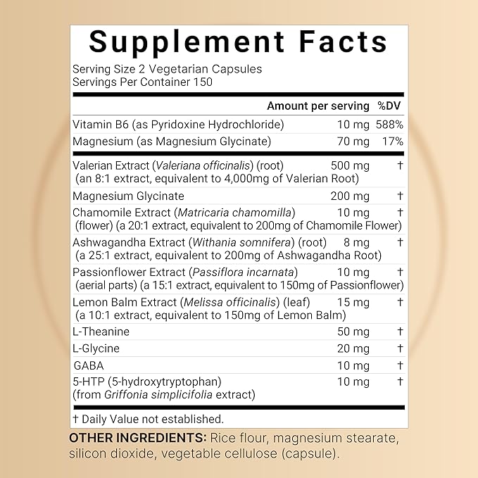 NatureBell Valerian Root for Sleep, 300 Veggie Capsules with Magnesium Glycinate, Chamomile, Passionflower, Lemon Balm, Ashwagandha, & More – Relaxation & Sleep Support Supplement – Melatonin Free