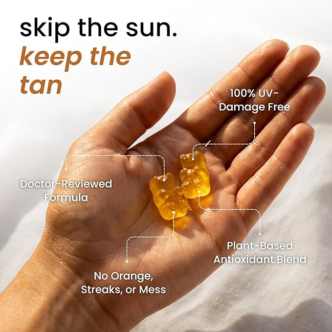 velura Savanna Skin Tanning Gummies, Astaxanthin & Lycopene Complex for Natural Sun-Kissed Glow & Hydration, Watermelon, Vegan, Sugar Free – 60 Count