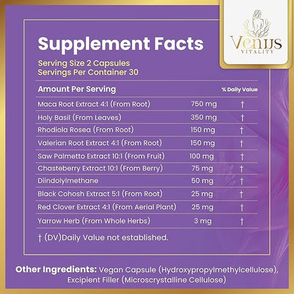 Menopause Supplements for Women - Female Hormone Balance & Immune Support - Mood Swings & Restful Sleep - Valerian Root & Saw Palmetto - Black Cohosh for Menopause Hot Flashes Relief - 60 Capsules