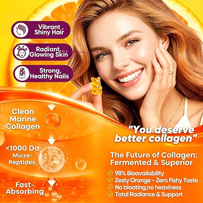 Collagen Gummies for Women Sugar-Free - Hydrolyzed Marine Collagen Peptides with Prebiotics & Probiotics,Niacinamide,Hyaluronic Acid ,Vitamin C Supplement for Hair, Nails, Gut Health, 120 Count