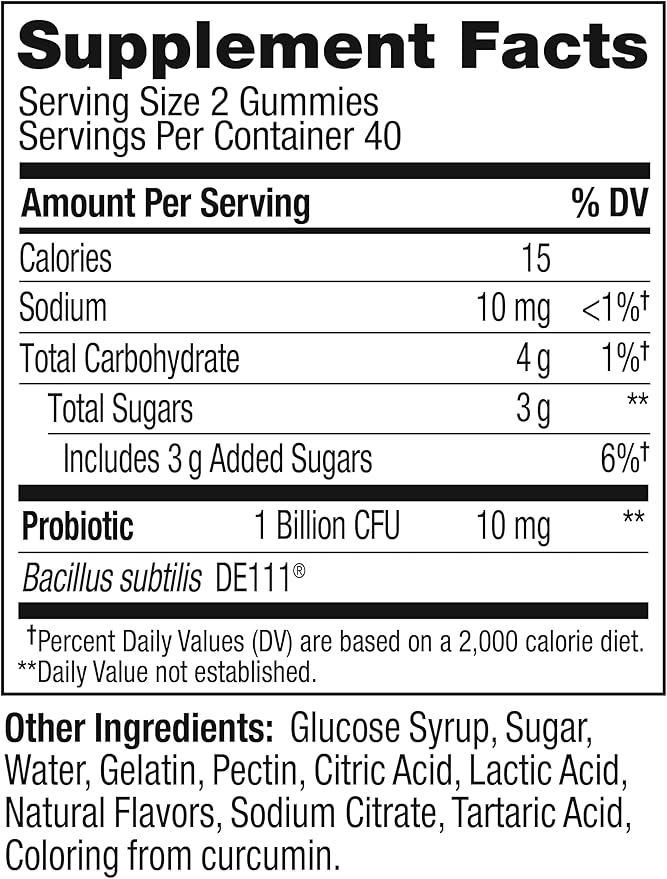 OLLY Probiotic Gummy, Immune and Digestive Support, 1 Billion CFUs, Chewable Probiotic Supplement, Mango, 25 Day Supply - 50 Count