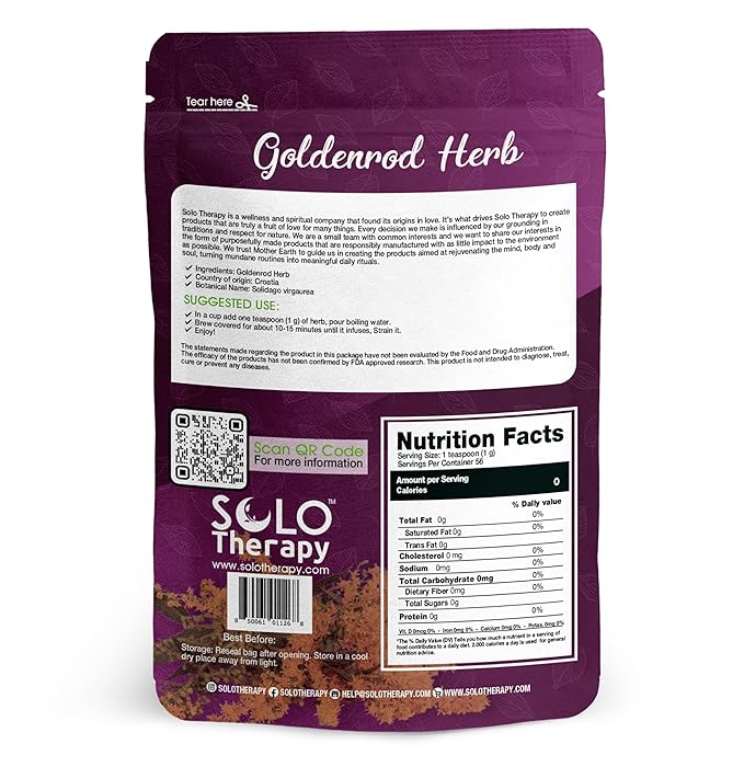 Goldenrod Tea Herbal Tea - Solidago Virgaurea - Herb Cut and Sifted - Resealable Bag - 56 grams - Premium Quality (Goldenrod Herb)