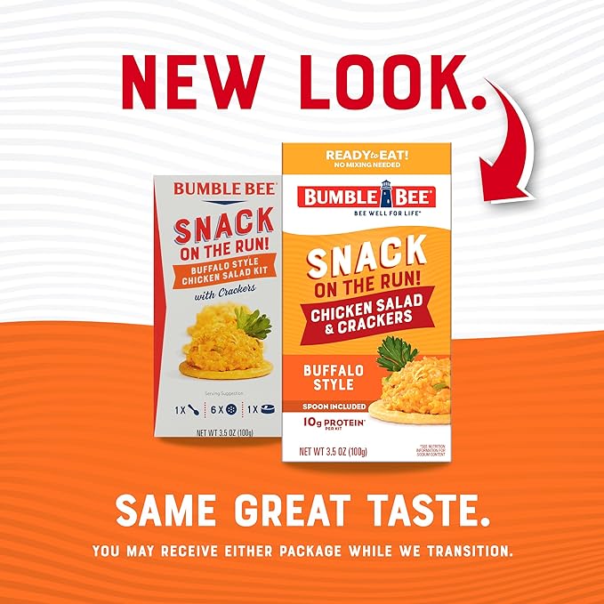 Bumble Bee Snack On The Run! Protein Snack Pack - Buffalo Chicken Salad with Crackers - 10g Protein per Box - Ready to Eat Easy-Open Canned Chicken Salad (Pack of 1)