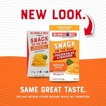Bumble Bee Snack On The Run! Protein Snack Pack - Buffalo Chicken Salad with Crackers - 10g Protein per Box - Ready to Eat Easy-Open Canned Chicken Salad (Pack of 1)