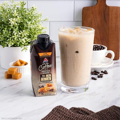 Atkins Café Caramel Iced Coffee Flavored Protein Shake, High Protein Shake, Low Glycemic, Carb and Low Sugar, Keto Friendly, Gluten Free (Pack of 24)