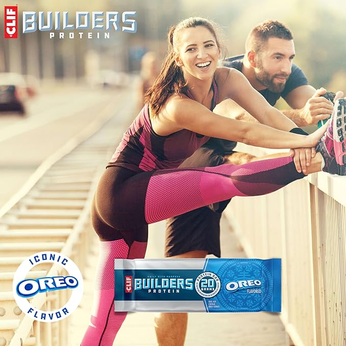 CLIF BUILDERS Protein Bars - OREO-Flavored - 20g Plant Based Protein - Gluten Free - Non-GMO - Low Glycemic - No Artificial Sweeteners - 2.4 oz. (12 Pack)