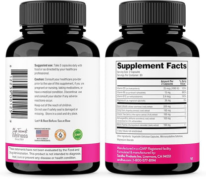 Complete Menopause Support Supplement For Women | With Ashwagandha, Black Cohosh, Dong Quai & Muira Puama | Helps Easing Hot Flashes, Night Sweats, Mood Swings, Hormone Balance & Harmony | 60 Capsules
