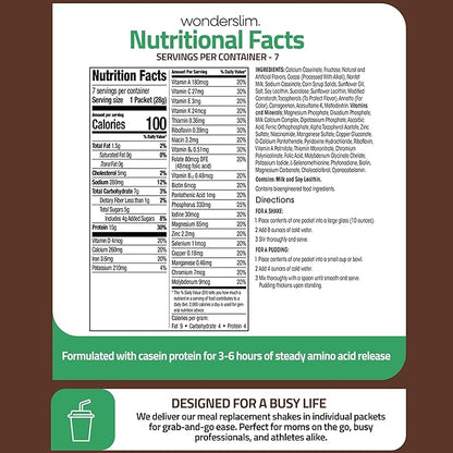 WonderSlim Meal Replacement Shake, CocoMint Cream, 15g Protein, 24 Vitamins & Minerals, Gluten Free (7ct)