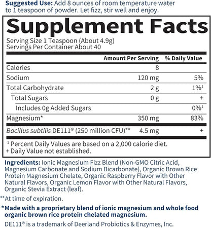 Garden of Life Dr. Formulated Whole Food Magnesium Powder with Probiotics – Stress & Sleep Support, Non-GMO, Gluten-Free, Vegan, Raspberry Lemon Flavor, 40 Servings