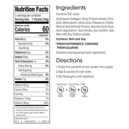 WonderSlim Protein Fruit Drink, Berry Blend, No Fat, Gluten Free, Keto Friendly & Low Carb (7ct)