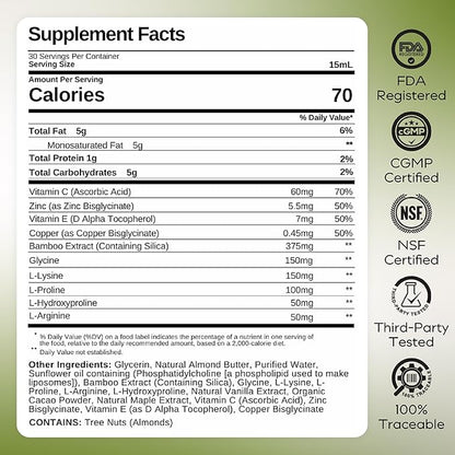Liquid Collagen for Women - Vegan Collagen Liposomal Supplement - Ultra Absorption, Plant Based with Bamboo Extract, Vitamin C, Amino Acids - Skin, Hair, Nail, Joint Support - Maple Mocha 30 Servings
