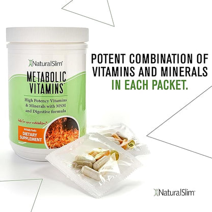 NaturalSlim Metabolic Vitamins - Combination of High Potency Multivitamins, Minerals, B Complex, Msm, & Digestive Formula Supplements for Men & Women - Energy & Metabolism Support - 3pack